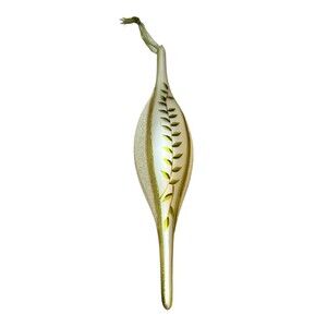 Vintage Blown Glass Teardrop Icicle Christmas Ornament Glitter Leaf Large 16"